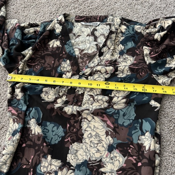 Walter Baker Floral Maxi Dress S Long Sleeve Puff Shoulder Slit Detail Kendall - Picture 13 of 14